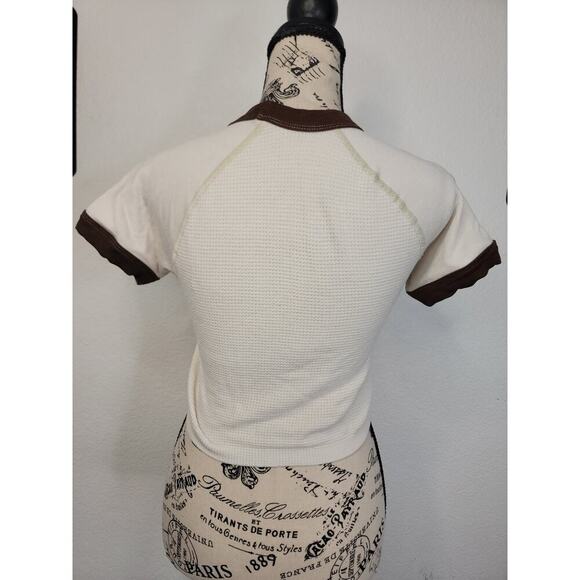 out from under urban outfitters Cap Sleeve Crop Top Beige Brown Baby Tee M/L - Picture 4 of 6